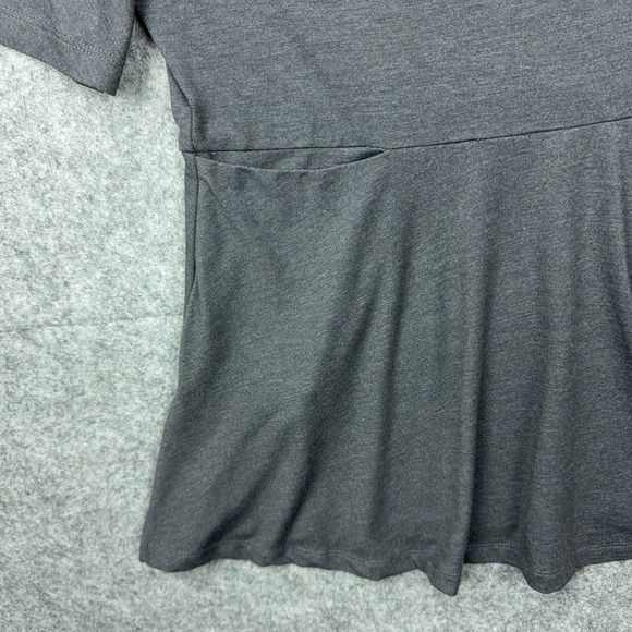 Betabrand Shirt Women XL Gray Erin Peplum Top Flutter Short Sleeve Office Career - Picture 5 of 11